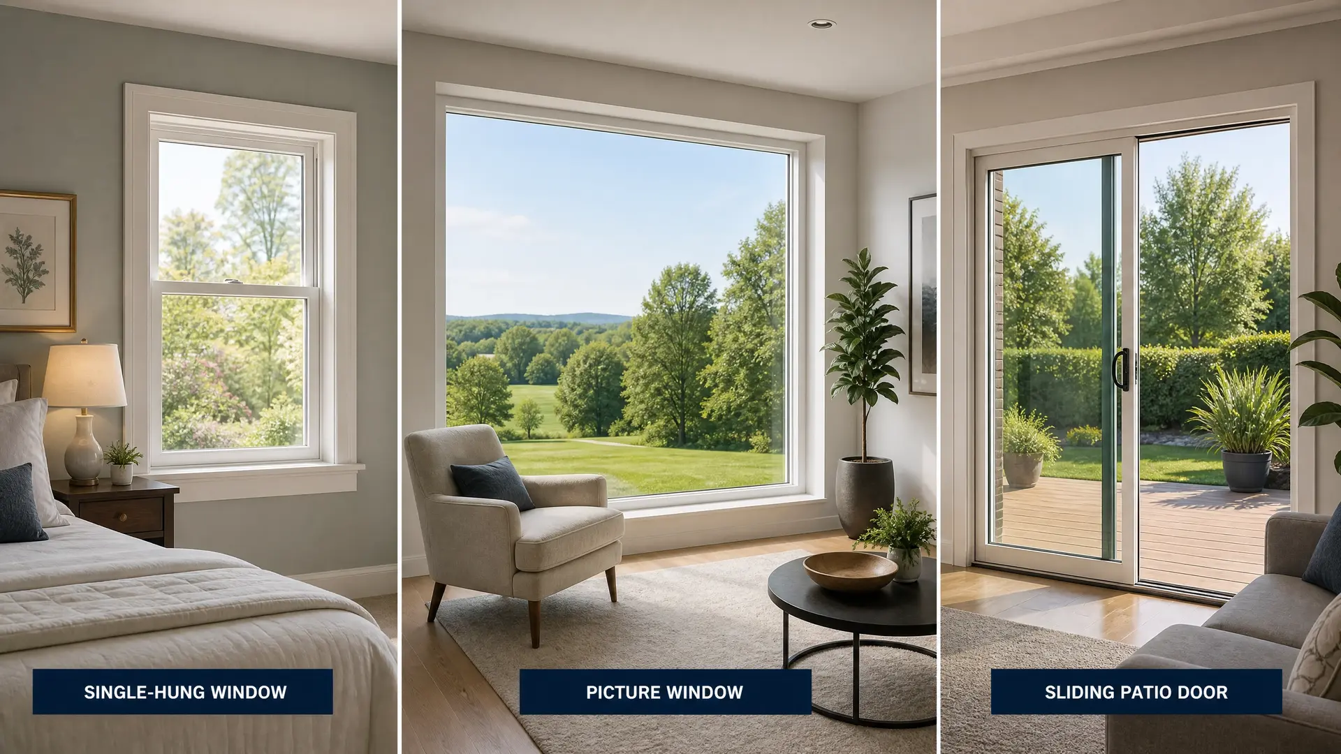Single hung, picture, and sliding patio door window options for home renovation — Highline Building Supplies